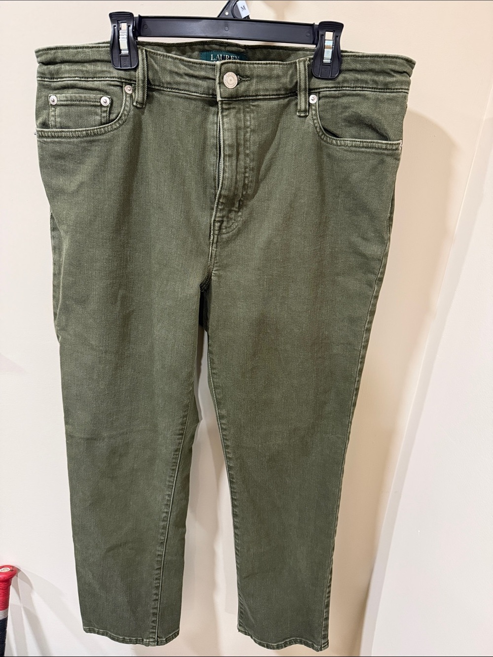 Lauren Ralph Lauren Slim Straight Jeans in Olive Green size 14